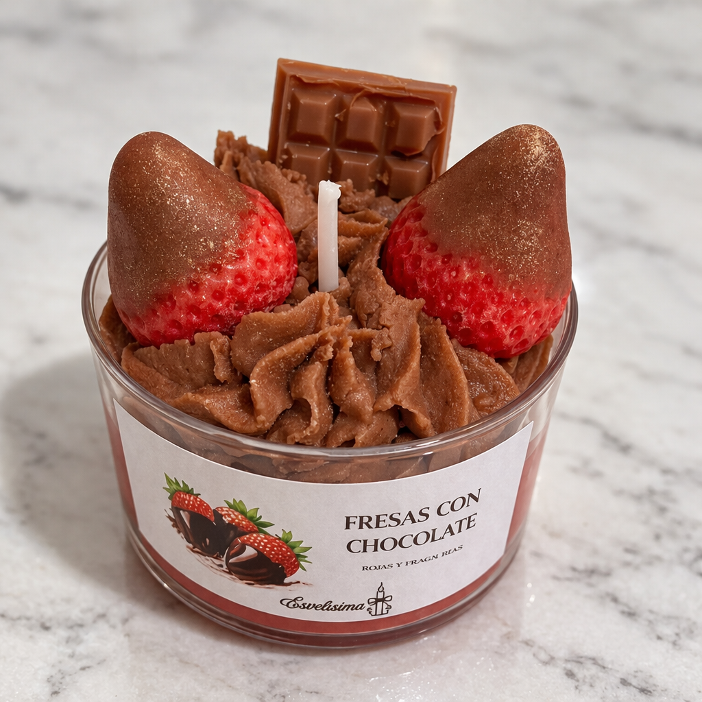 Vela Fresas con chocolate