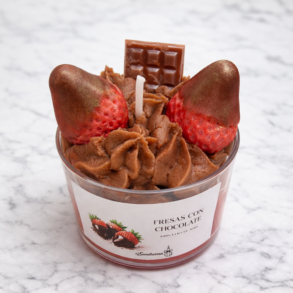 Vela Fresas con chocolate
