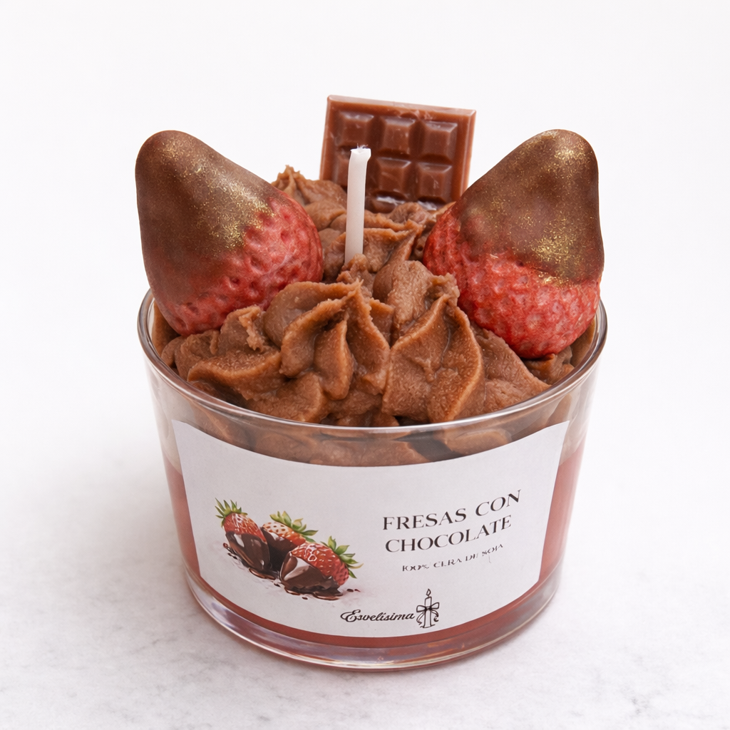 Vela Fresas con chocolate